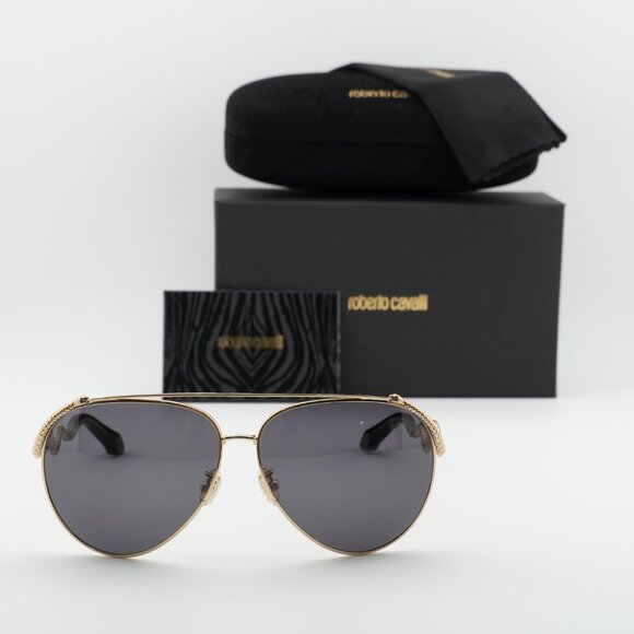 Roberto Cavalli SRC090M 0300 Aviator Sunglasses - Gold/Grey main image 8